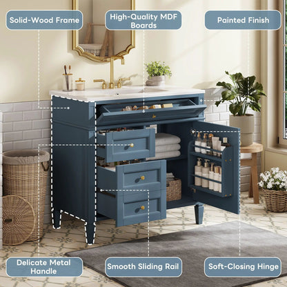 Bathroom Vanity With Top Sink and 2 Drawers