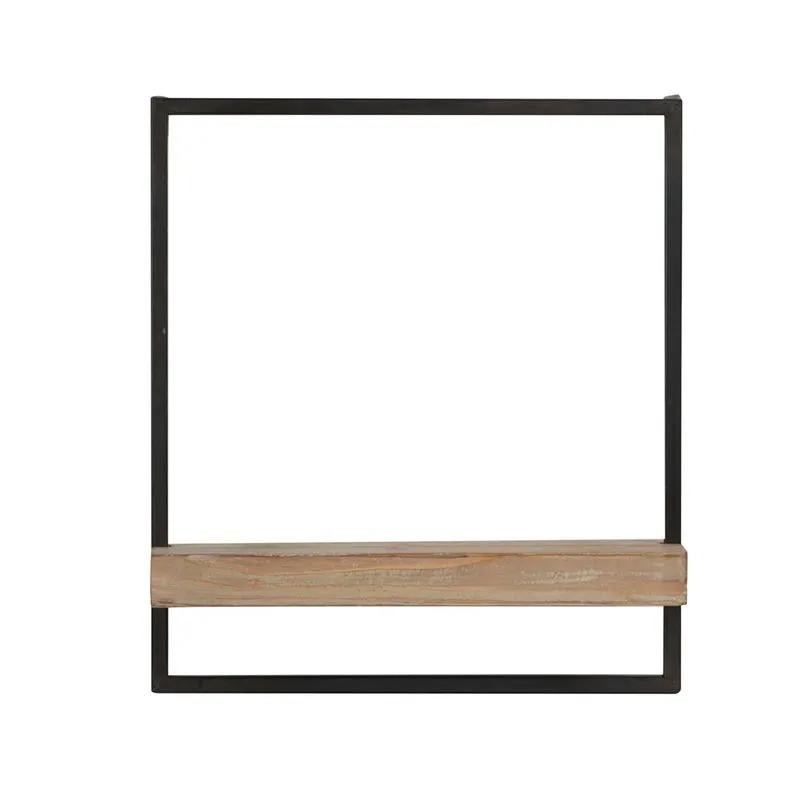 Wall shelf with black metal frame and brown wooden ledge, Unique Piece Furniture on Tampa Home & Garden Store