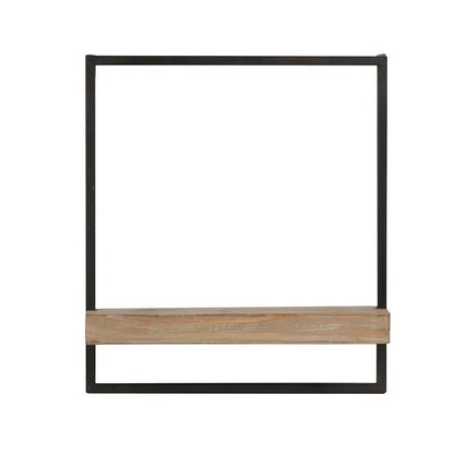 Wall shelf with black metal frame and brown wooden ledge, Unique Piece Furniture on Tampa Home & Garden Store