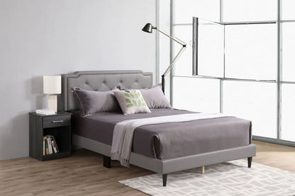 Button tufted upholstered bed in gray by Unique Piece Furniture with a tufted headboard on Tampa Home & Garden Store