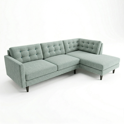 Talmadge Sectional by HouseOfZazla in teal textured fabric with tufted back cushions on Tampa Home & Garden Store