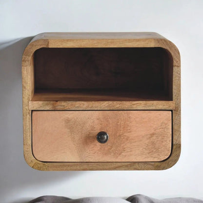 Curved Upper Slot Floating Nightstand with Drawer
