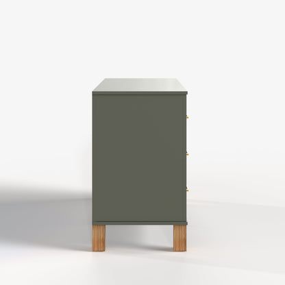 6-Drawer Double Dresser in Olive green with natural wood legs by HouseOfZazla on Tampa Home & Garden Store