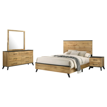 Georgina 4-Piece Queen Bedroom Set Natural finish bed dresser with mirror nightstand HouseOfZazla on Tampa Home & Garden Store