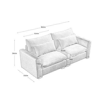 Beige Corduroy Sofa and Durable Daily Use Comfort