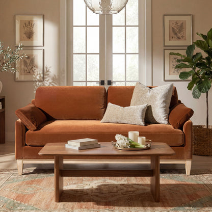 Pasadena Natural Rubberwood and Farmhouse Sofa