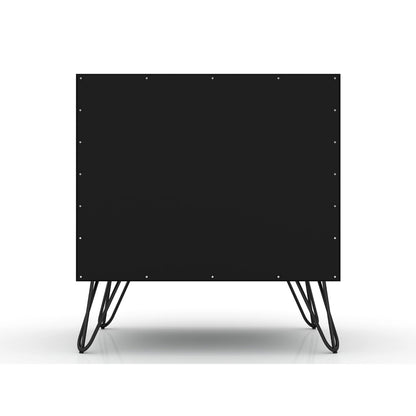 2 Drawer Nightstand black finish with durable splayed hairpin legs industrial style on Tampa Home & Garden Store