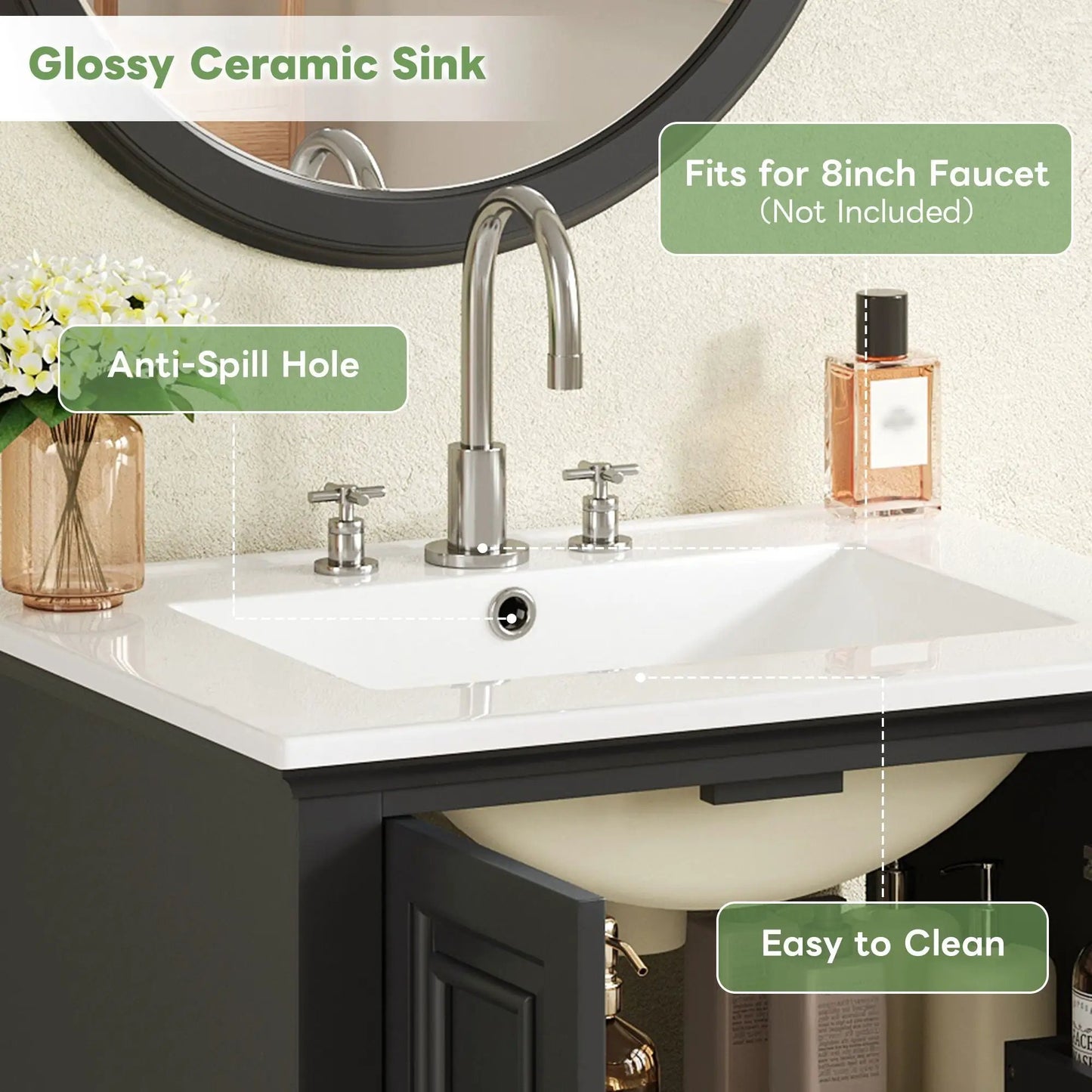 Modern Bathroom Vanity With Sink and Drawer