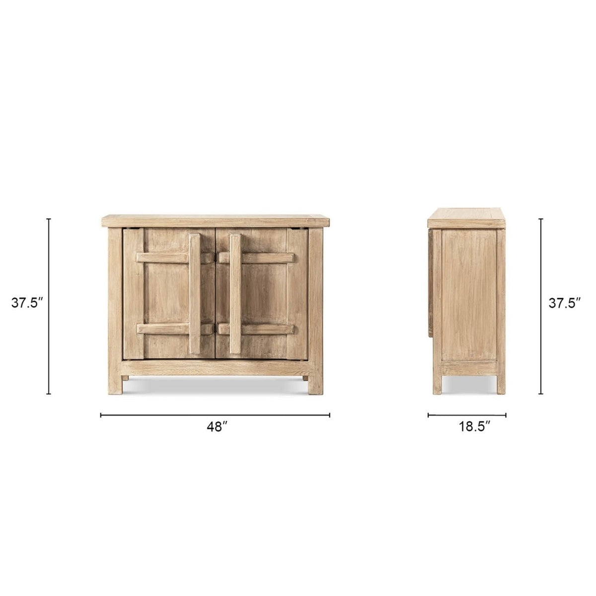Natural Reclaimed Wood 2-Door Accent Cabinet with Storage 2-Piece Set Rowan by HouseOfZazla, 48in wide on Tampa Home & Garden Store