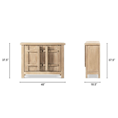 Natural Reclaimed Wood 2-Door Accent Cabinet with Storage 2-Piece Set Rowan by HouseOfZazla, 48in wide on Tampa Home & Garden Store