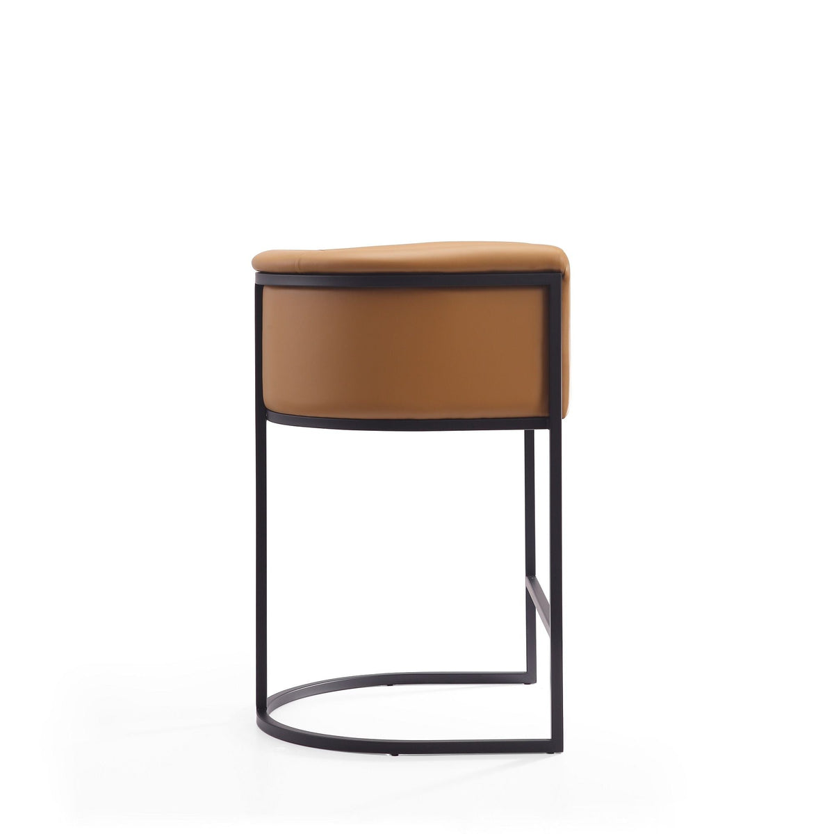 Cosmopolitan Stool with upholstered tan seat and black metal frame, counter height on Tampa Home & Garden Store