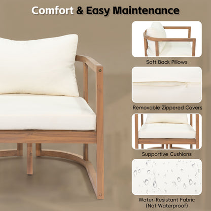 TOPMAX 4-Piece Modern Acacia Wood Sofa Set by HouseOfZazla with cream cushions on Tampa Home & Garden Store