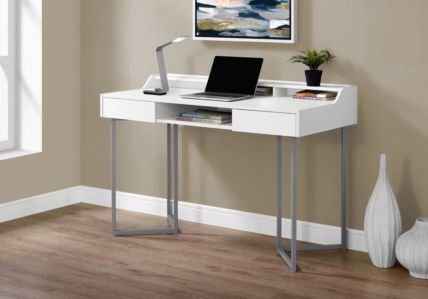 White computer desk for home office with ample storage by Unique Piece Furniture on Tampa Home & Garden Store