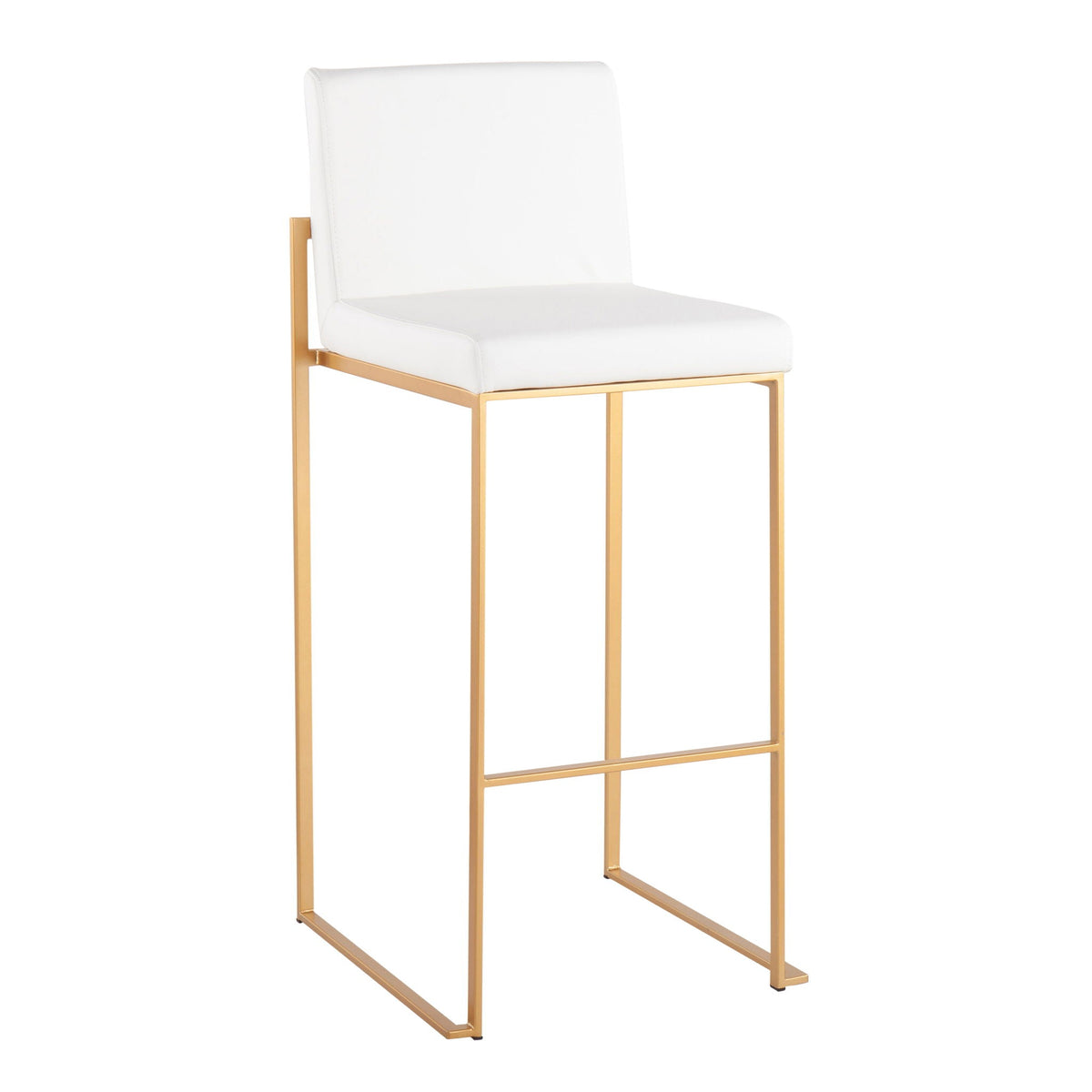 Pair of white upholstered high-back barstools with gold metal frame by HouseOfZazla on Tampa Home & Garden Store