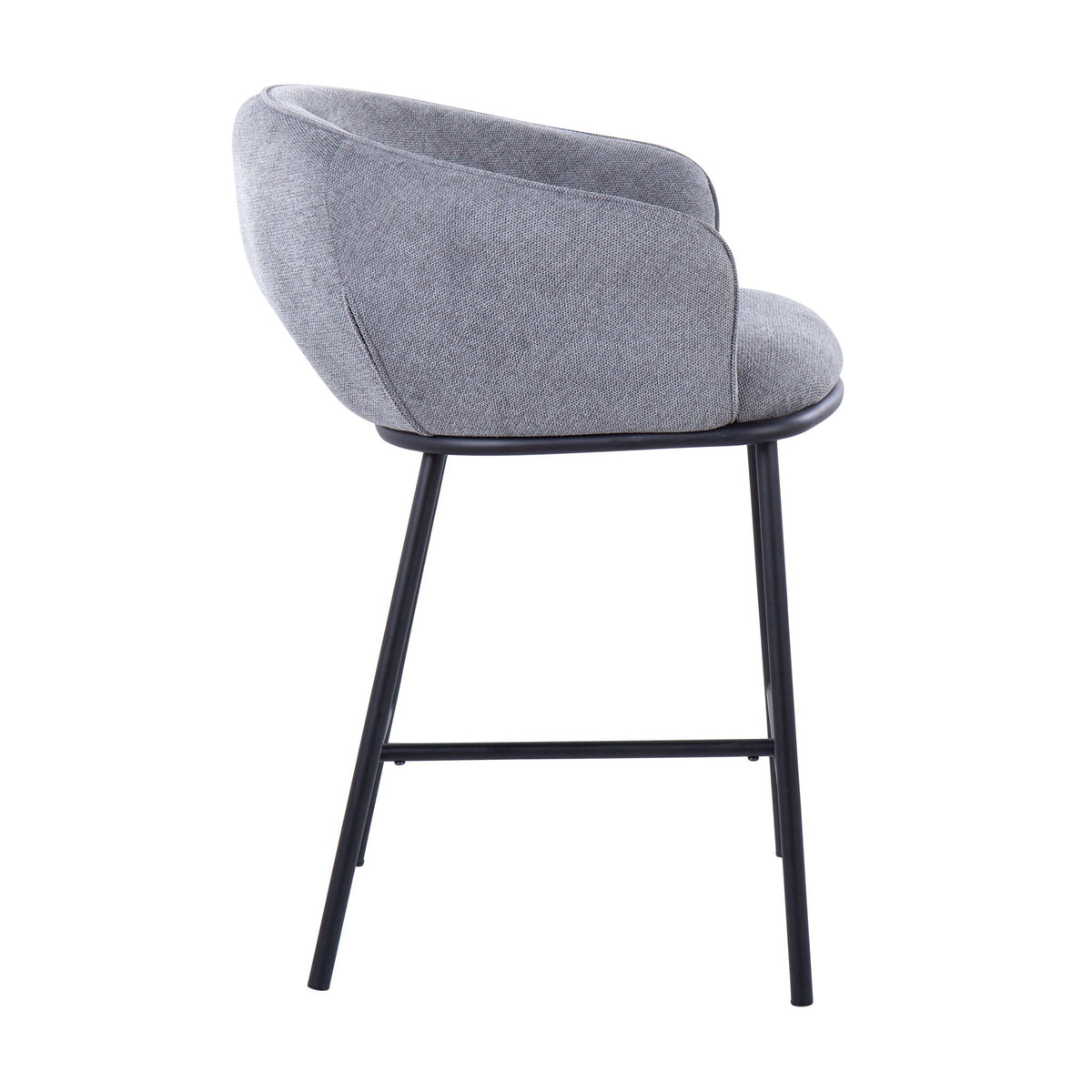 Ashland Contemporary Counter Stools set of 2, grey fabric upholstery, black metal legs on Tampa Home & Garden Store