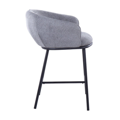 Ashland Contemporary Counter Stools set of 2, grey fabric upholstery, black metal legs on Tampa Home & Garden Store