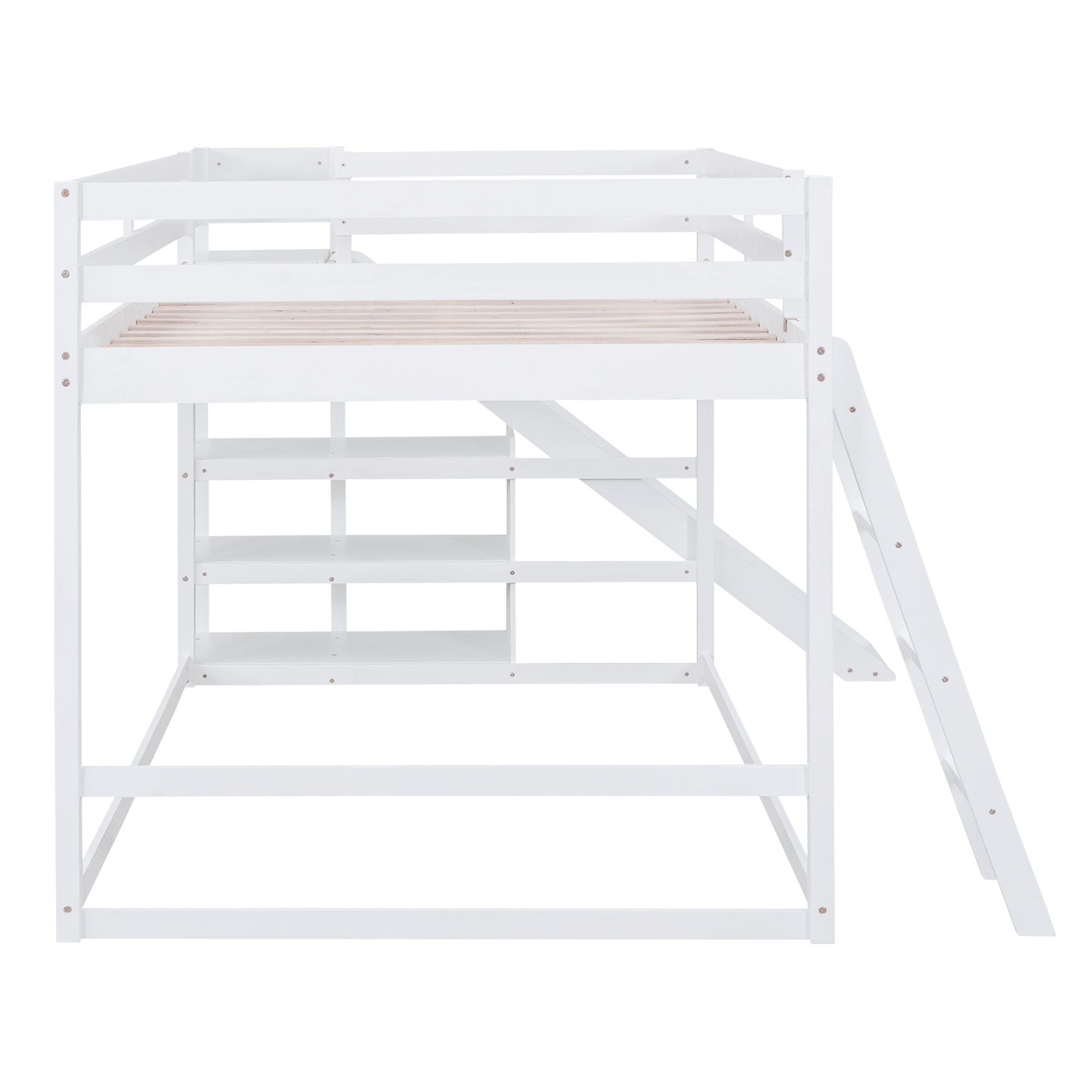 Bunk bed with ladder and slide in white pine wood frame by HouseOfZazla on Tampa Home & Garden Store