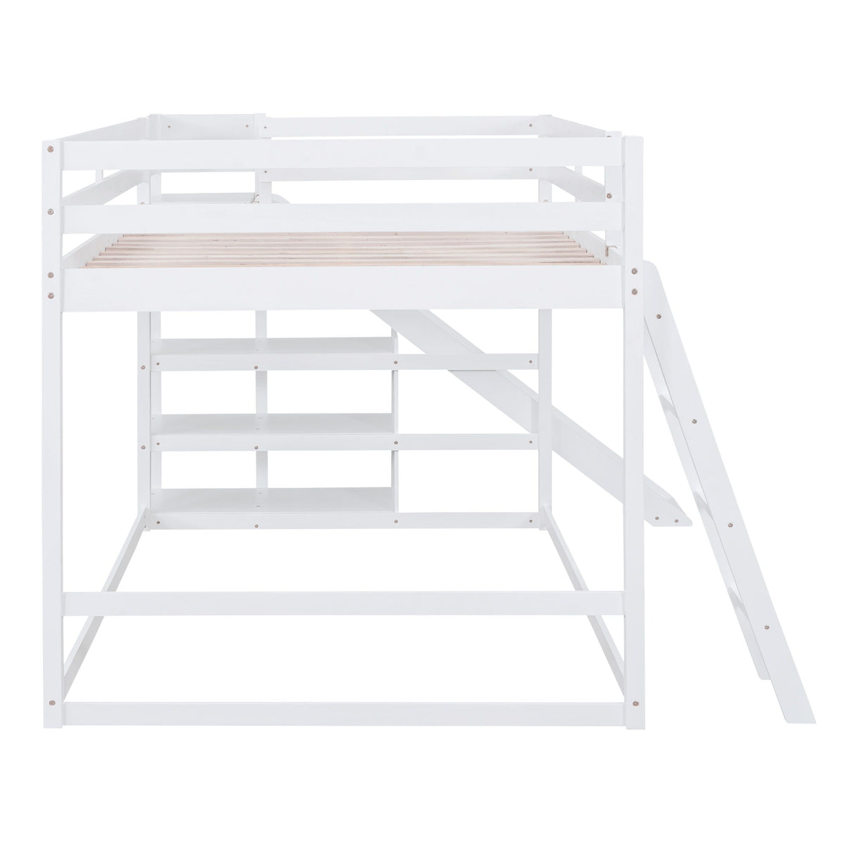 Bunk bed with ladder and slide in white pine wood frame by HouseOfZazla on Tampa Home & Garden Store