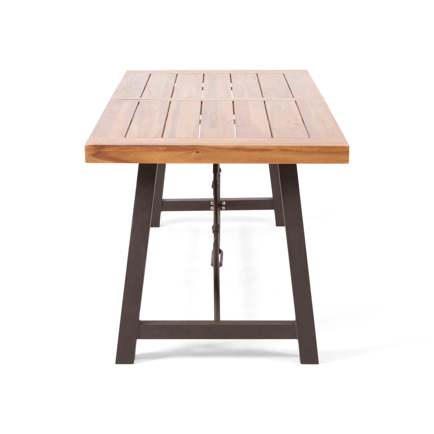 Acacia Wood Outdoor Dining Table And Iron Frame