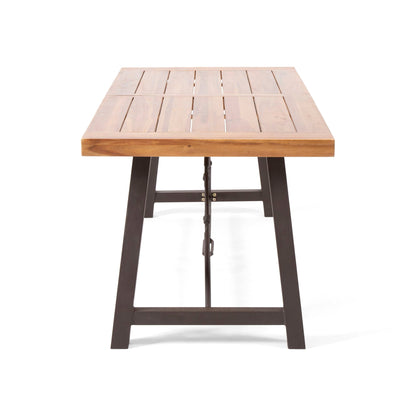 Acacia Wood Outdoor Dining Table And Iron Frame
