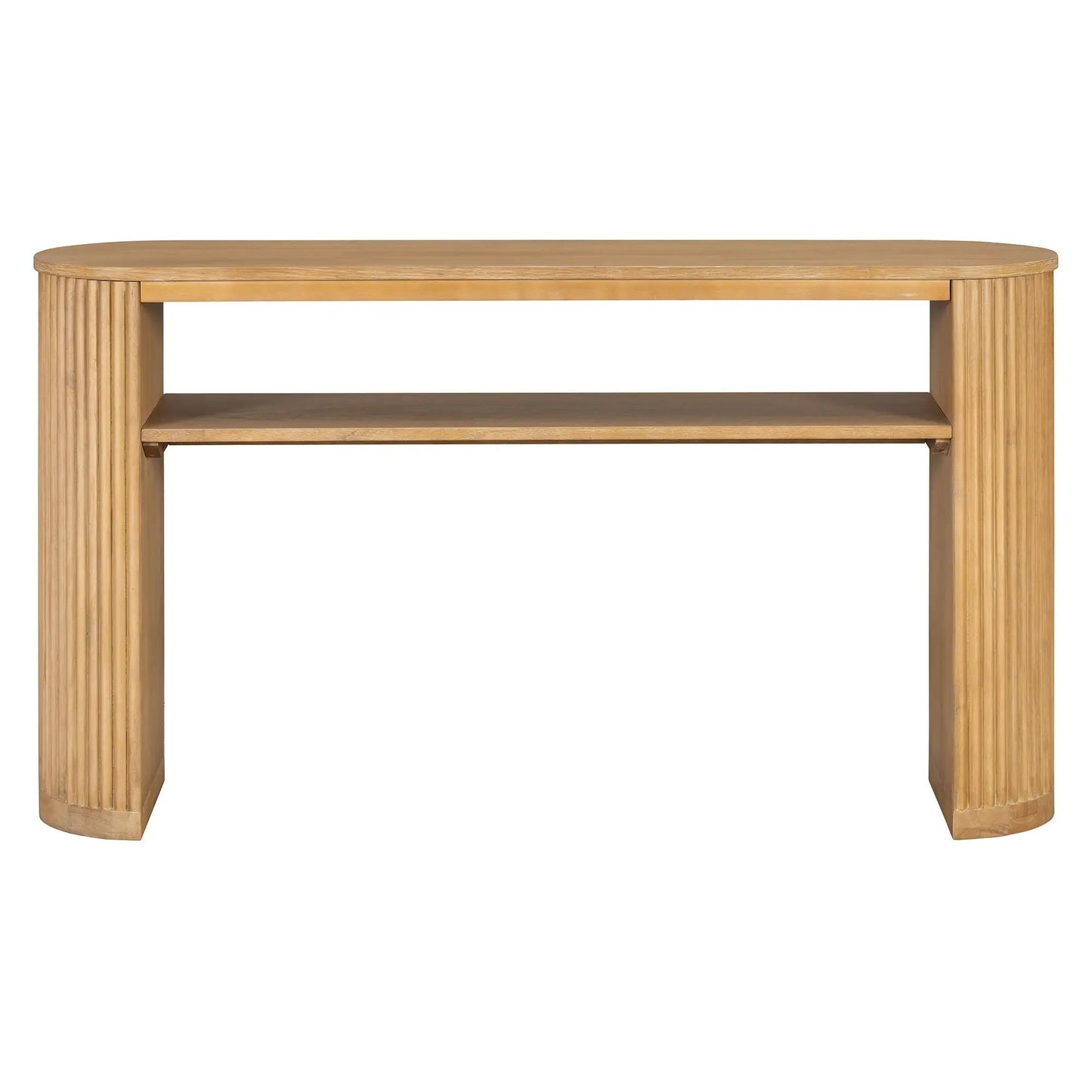 Console Table With Fluted Legs and Open Shelf
