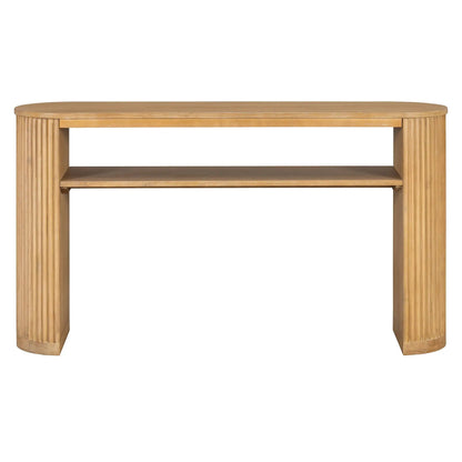 Console Table With Fluted Legs and Open Shelf
