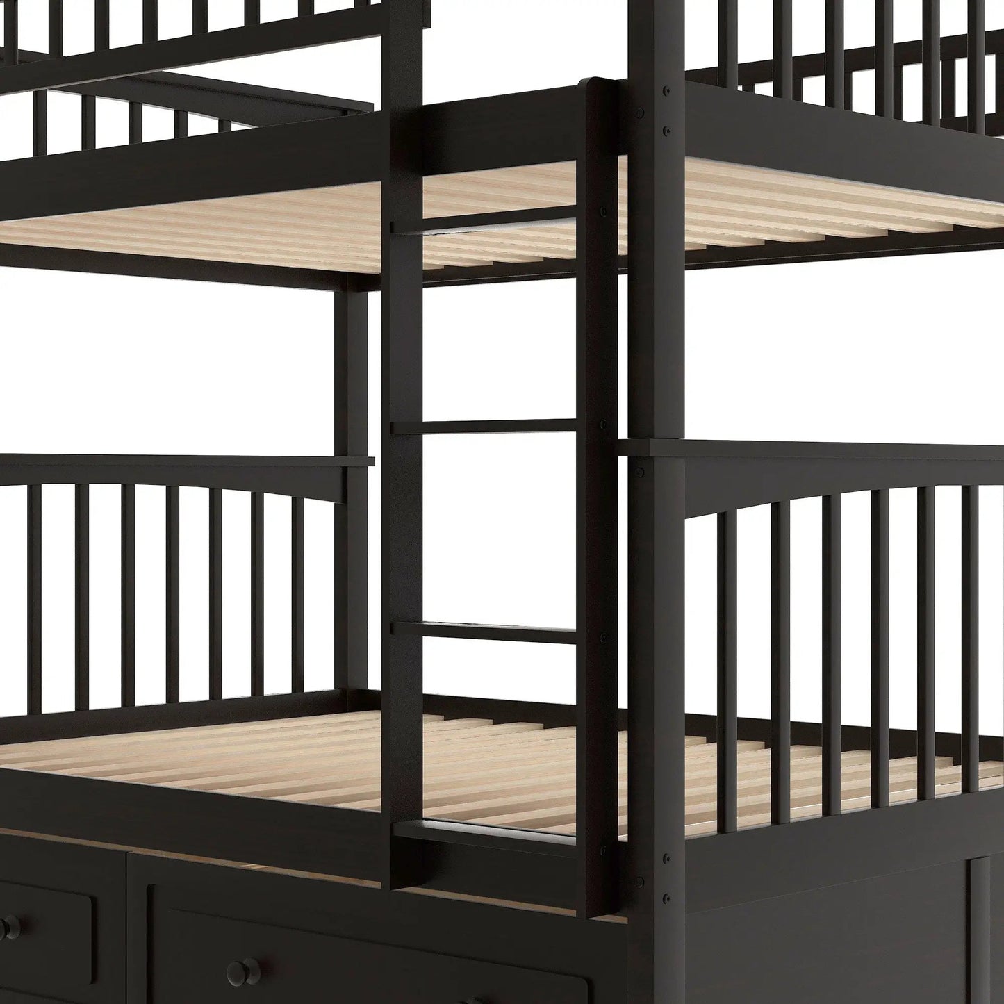 Bunk Bed With Drawers in dark finish, built-in ladder, storage by Unique Piece Furniture on Tampa Home & Garden Store