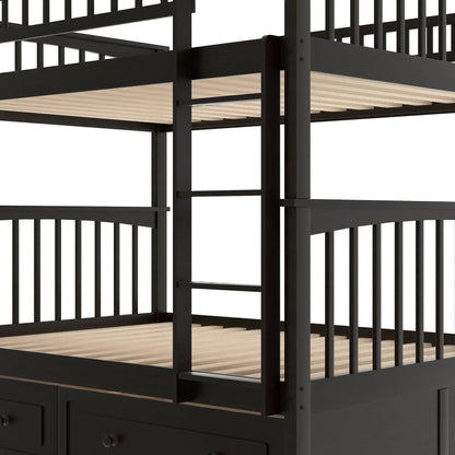 Bunk Bed With Drawers in dark finish, built-in ladder, storage by Unique Piece Furniture on Tampa Home & Garden Store
