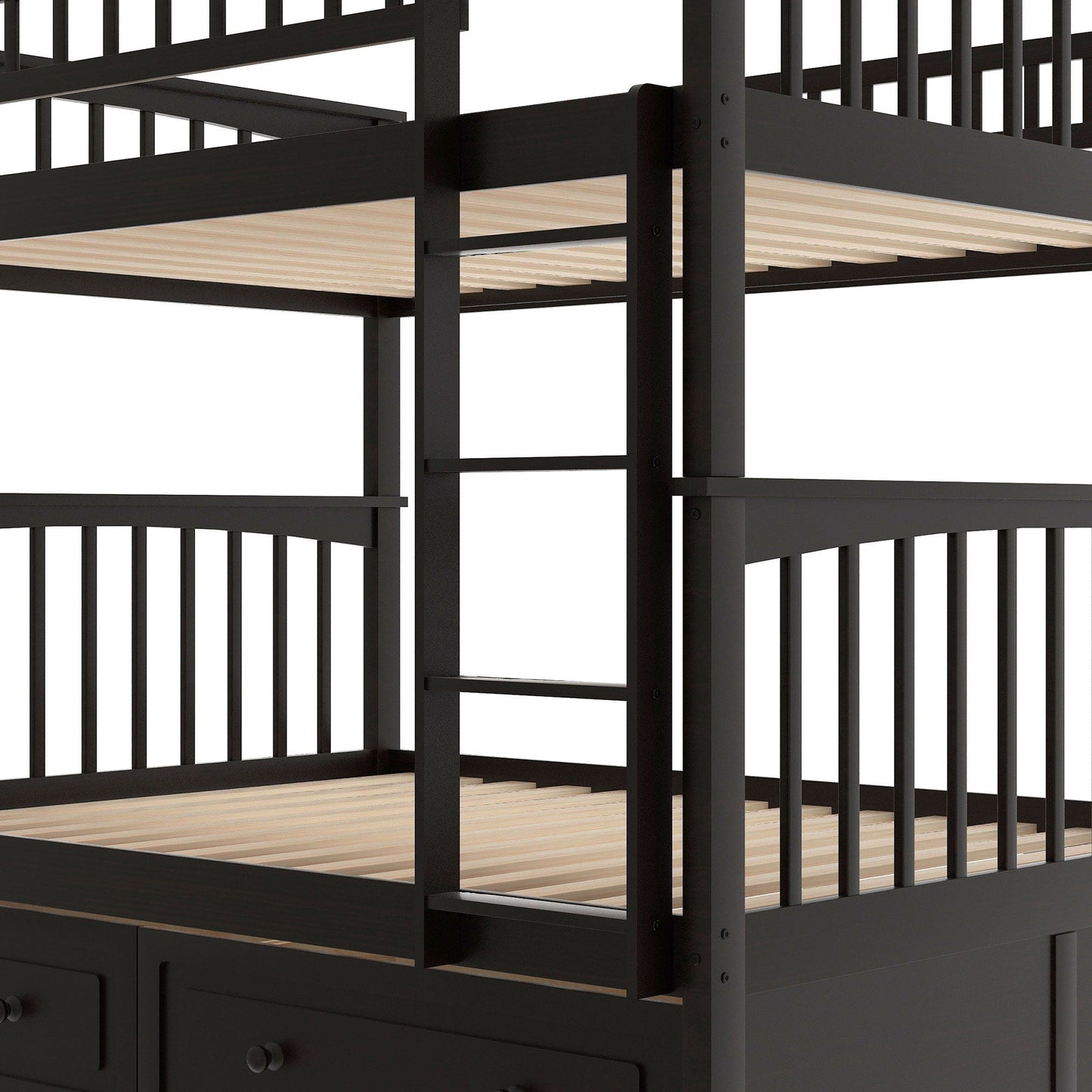 Bunk bed with drawers, black convertible design with built-in ladder by HouseOfZazla on Tampa Home & Garden Store