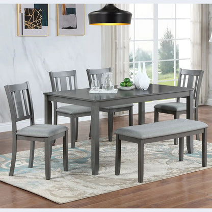 Rectangular dining table 6-piece set with upholstered gray chairs Unique Piece Furniture on Tampa Home & Garden Store