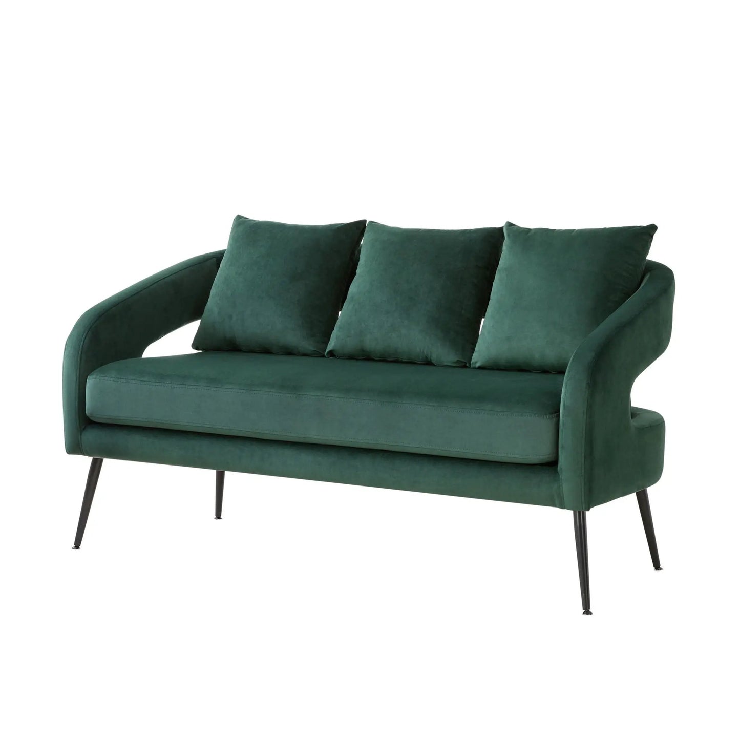Open Back Loveseat Settee With Three Pillows