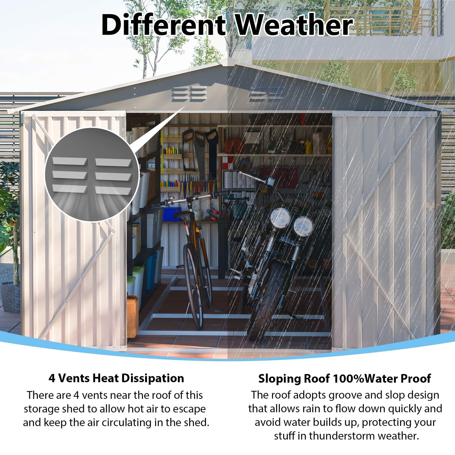 Outdoor Metal Storage Shed For Patio And Yard