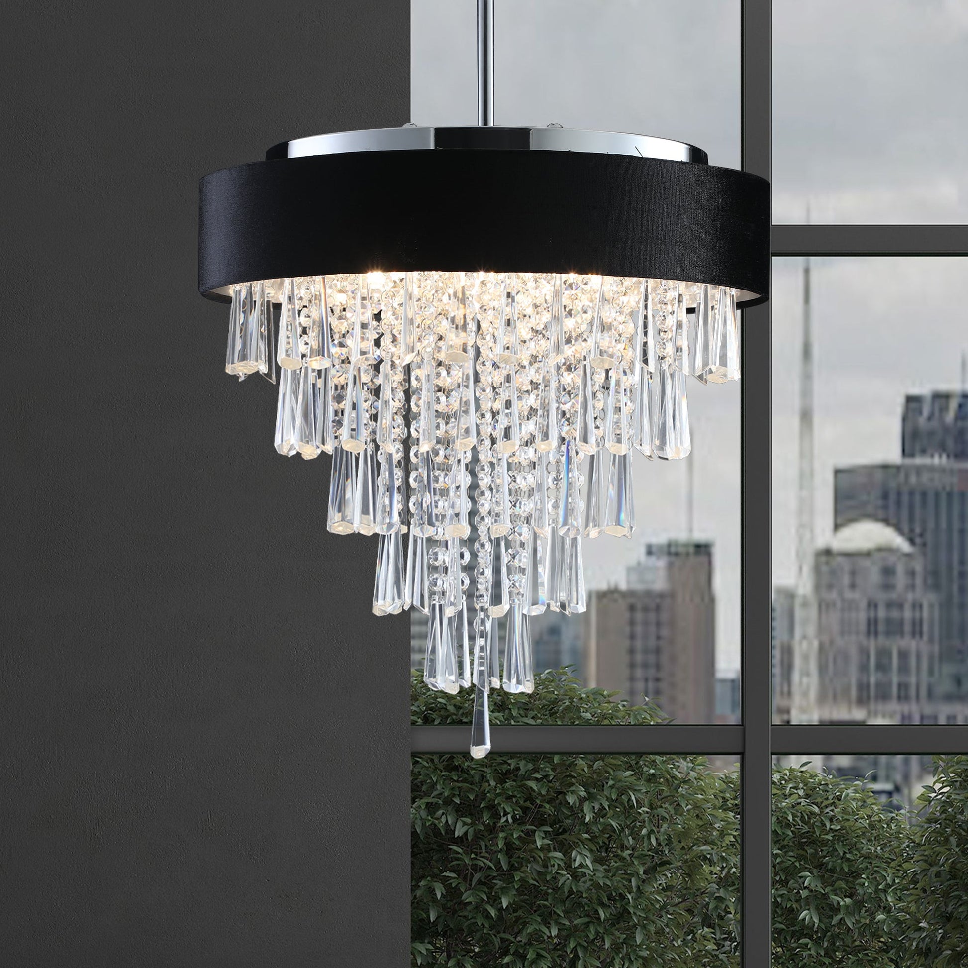 18-inch modern crystal chandelier with black velvet shade by HouseOfZazla on Tampa Home & Garden Store