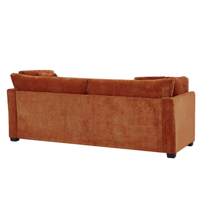 Modern Flared Arms Sofa in a Caramel Chenille