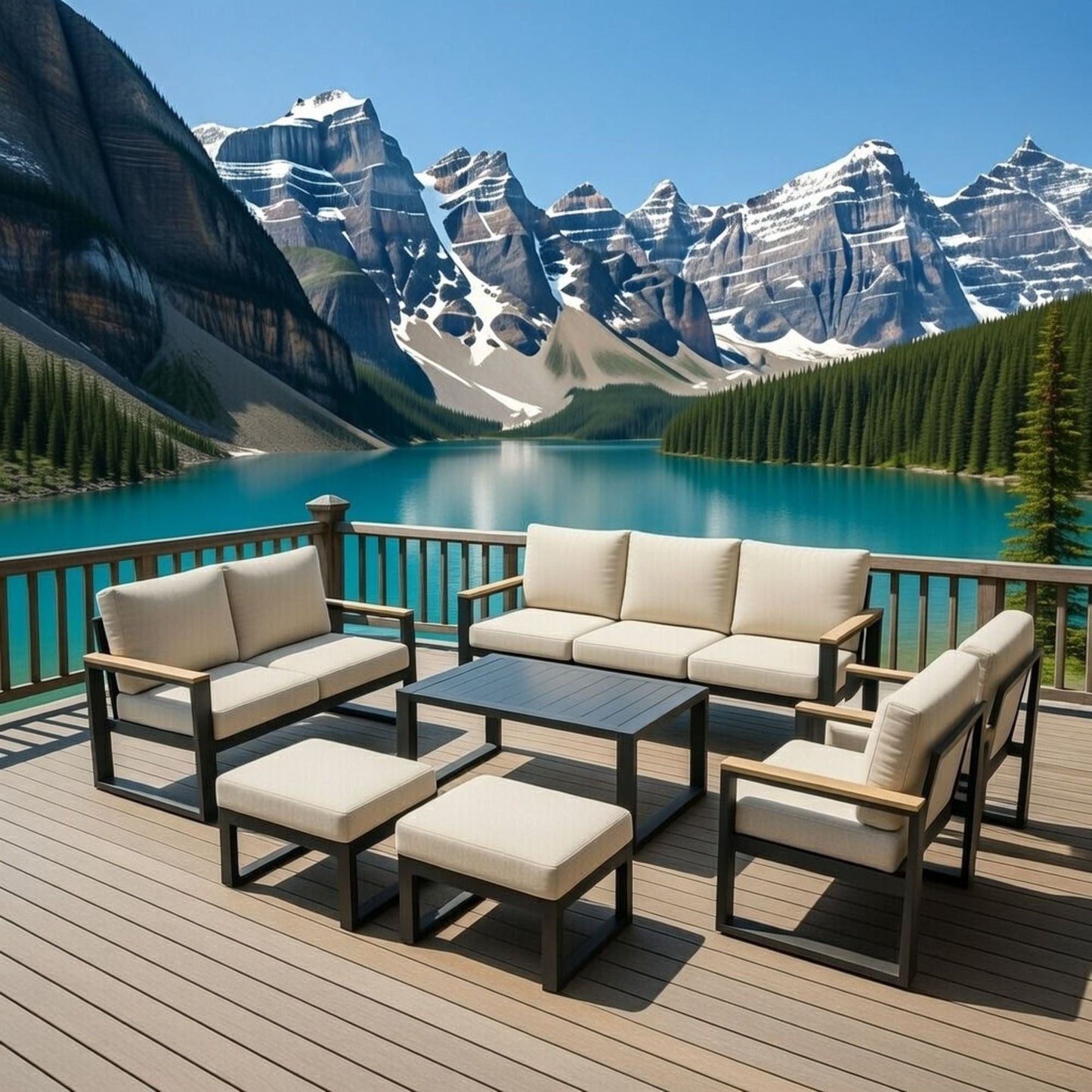 Modern Outdoor Sofa Set with the Coffee Table