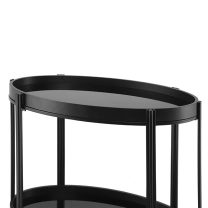 Oval Kitchen Island and Bar Cart With Glass Top