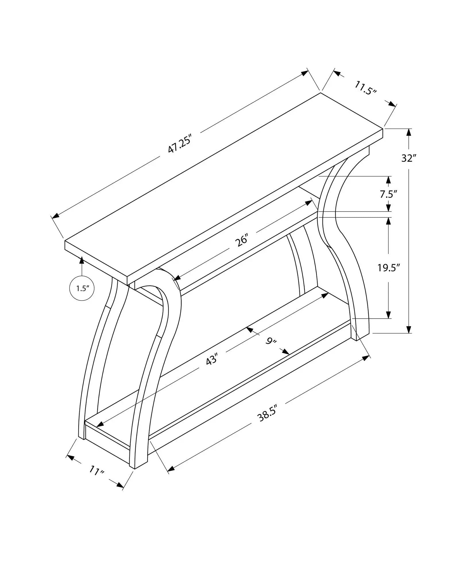 Accent Console Table for Entryway by Unique Piece curved-leg blueprint with 47.25 inch length on Tampa Home & Garden Store