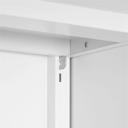 Printer stand in white steel with corner bracket and hole detail, Unique Piece Furniture on Tampa Home & Garden Store
