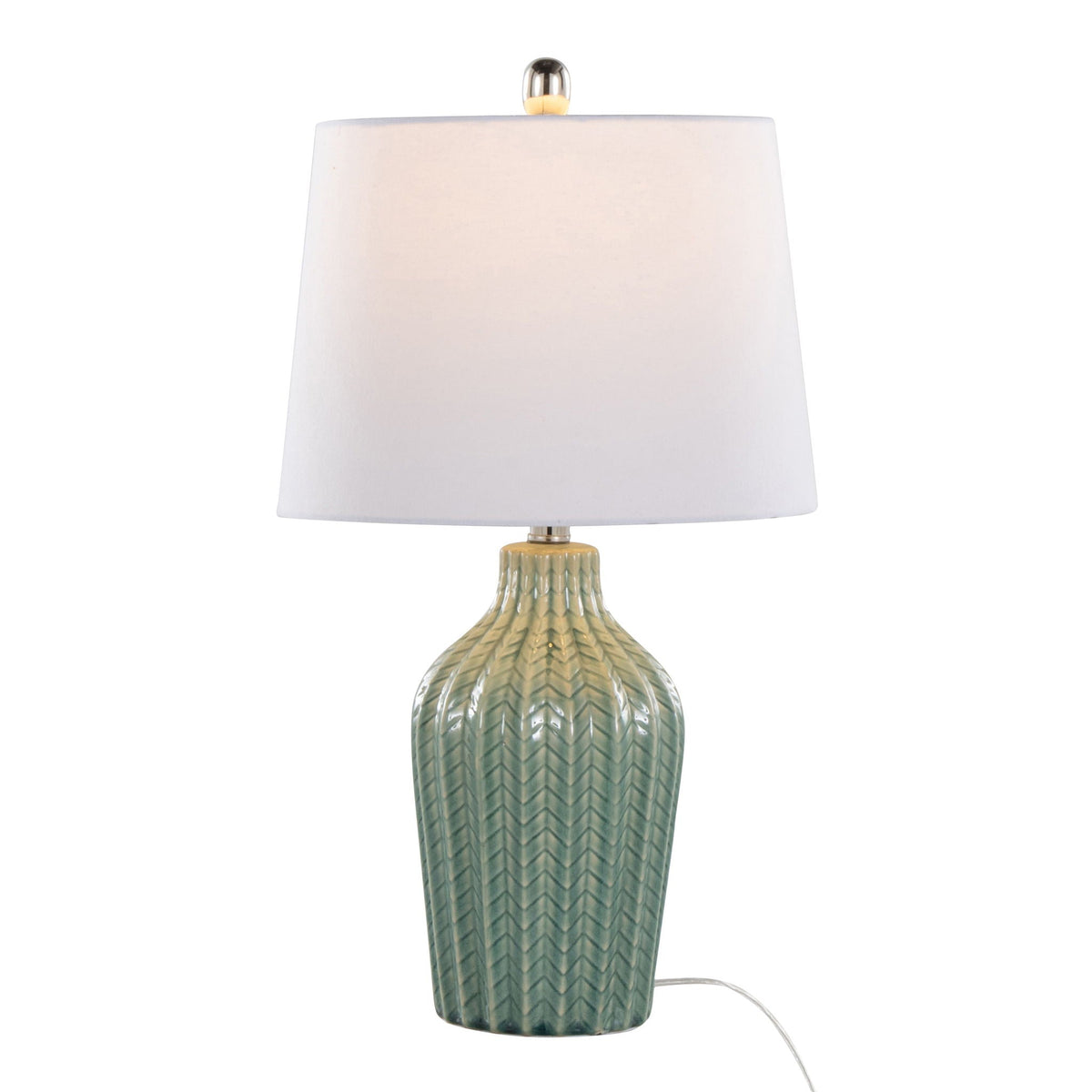 Rockwell Contemporary Table Lamps Set of 2 green ceramic bases white shades HouseOfZazla on Tampa Home & Garden Store