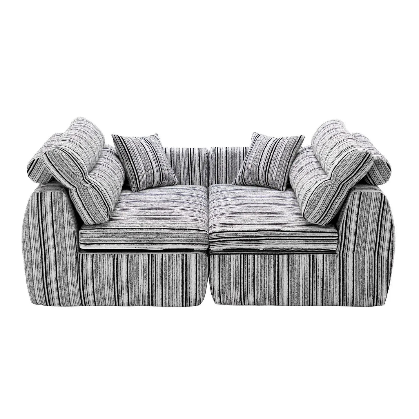 3 Seater striped fabric sofa with throw pillows in gray-black tones Unique Piece Furniture on Tampa Home & Garden Store