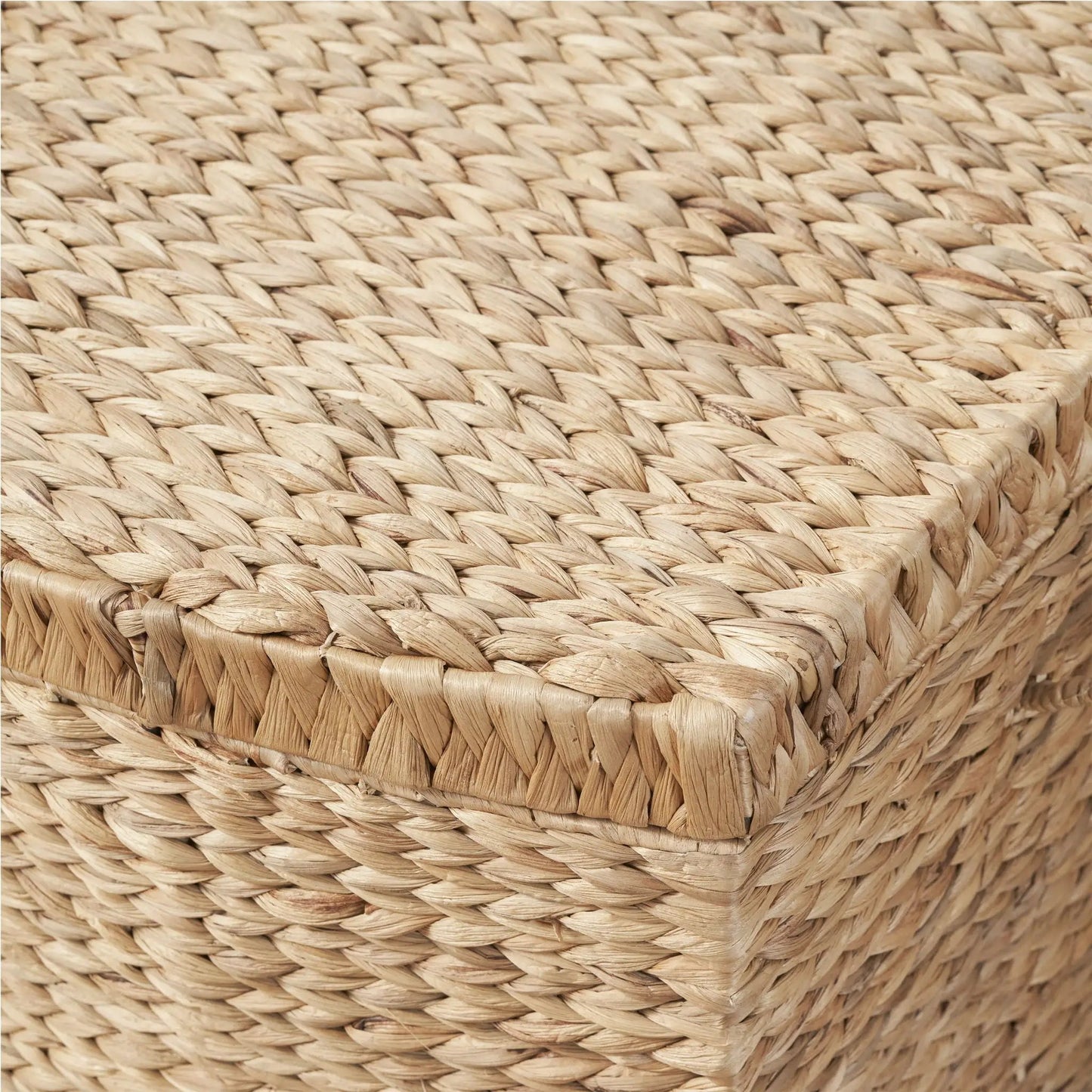 Rectangular water hyacinth wicker trunk storage basket with handles, natural light brown on Tampa Home & Garden Store