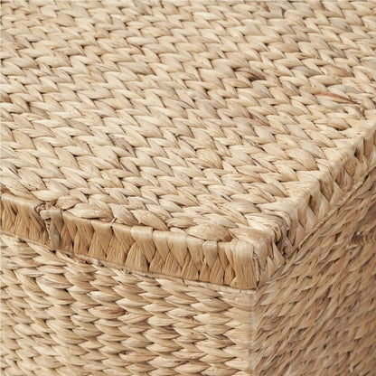 Rectangular water hyacinth wicker trunk storage basket with handles, natural light brown on Tampa Home & Garden Store