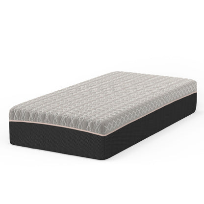 Copper Lux Hybrid 14in mattress Gray quilted cover with geometric stitching on black foundation on Tampa Home & Garden Store