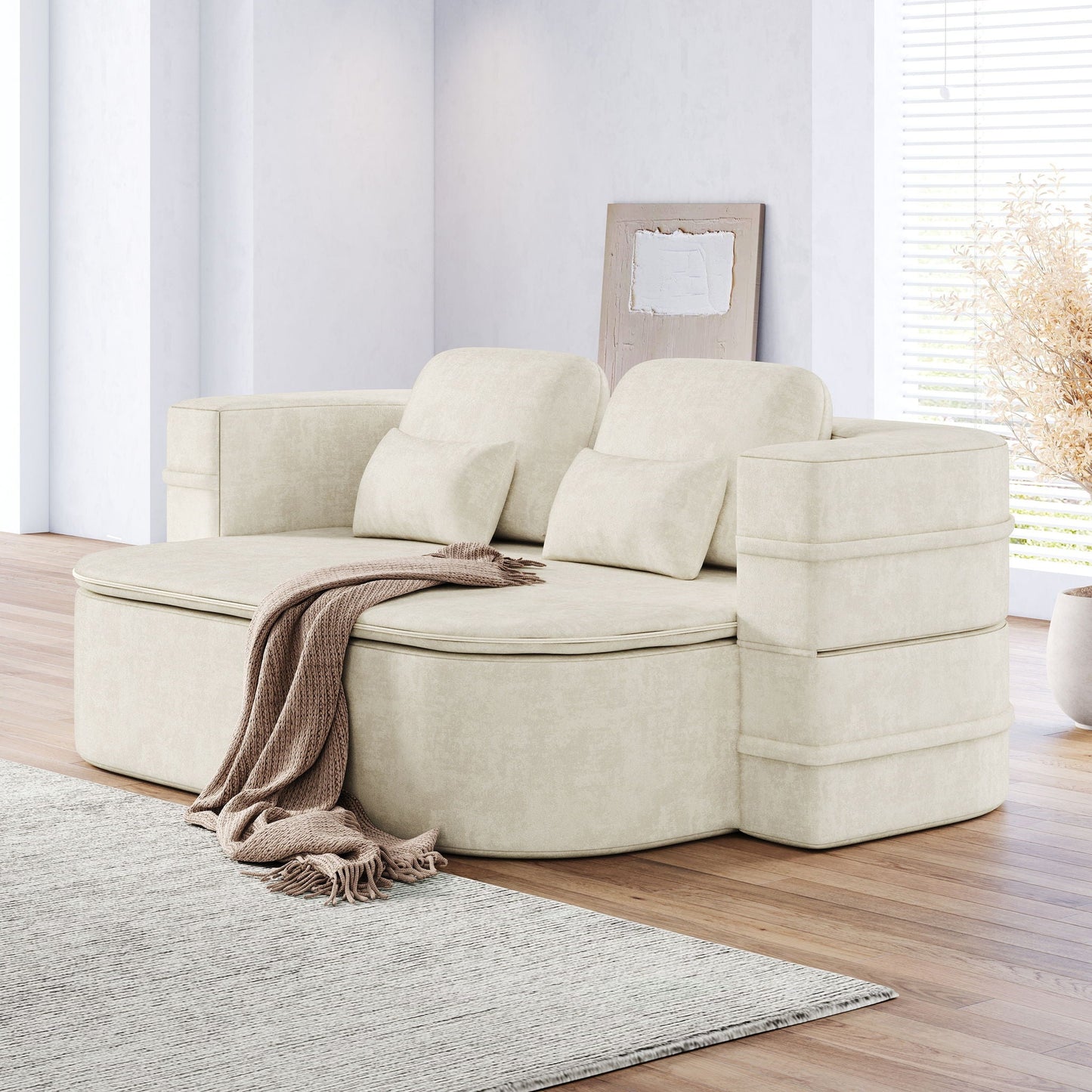 Foldable Sofa Bed with a Multi Functional Blanket