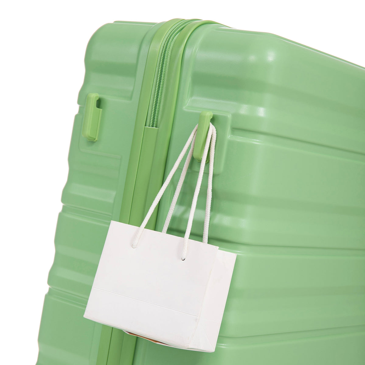 HIFINE Tourist 3-Piece Spinner Wheel Luggage Set in Green with white shopping bag on Tampa Home & Garden Store