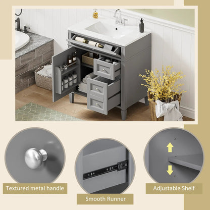 Bathroom vanity with top sink in gray, 2 drawers and tip-out drawer by Unique Piece Furniture on Tampa Home & Garden Store