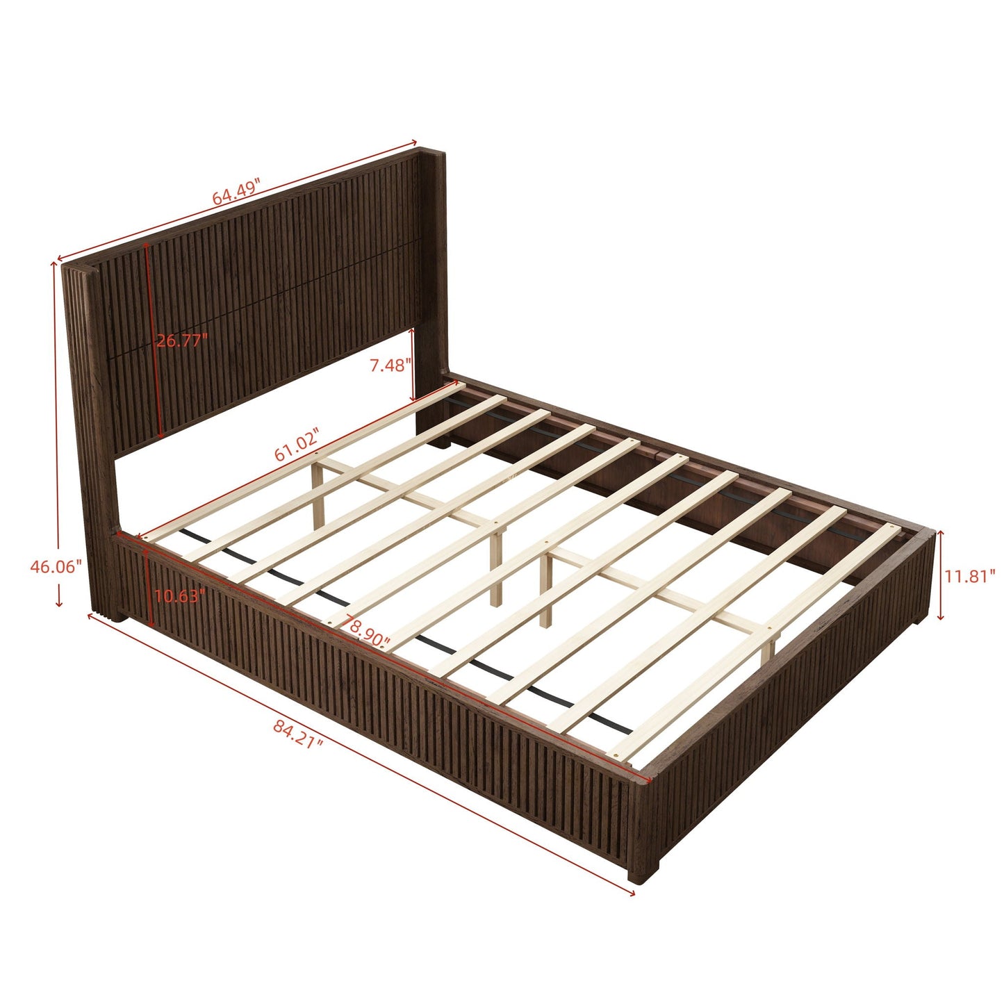 Modern Platform Bed Frame with Tall Headboard