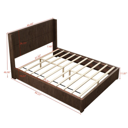 Modern Platform Bed Frame with Tall Headboard