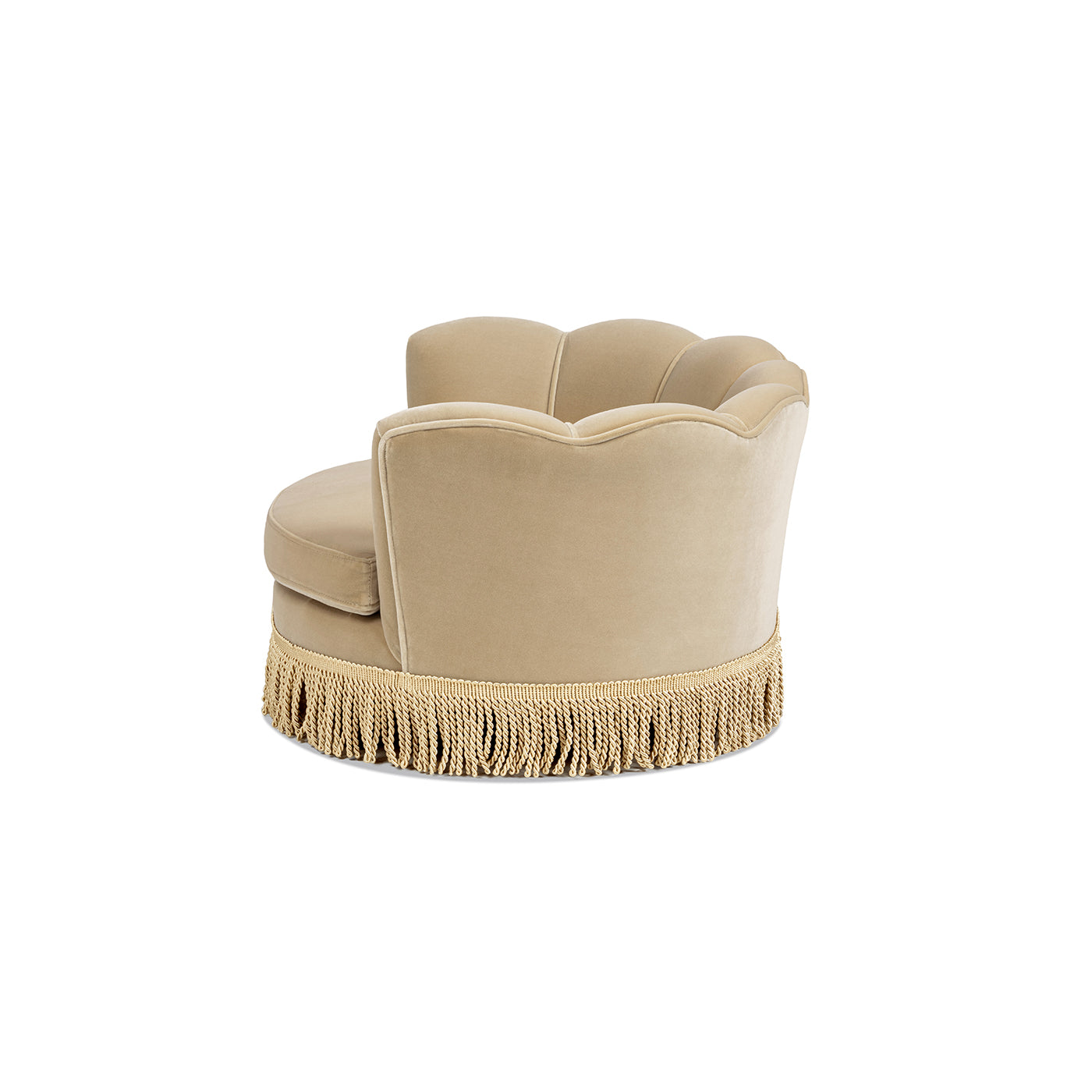 Clara 34.5in Scalloped Pet Sofa Bed, Medium, Fawn with tassel fringe base by HouseOfZazla on Tampa Home & Garden Store