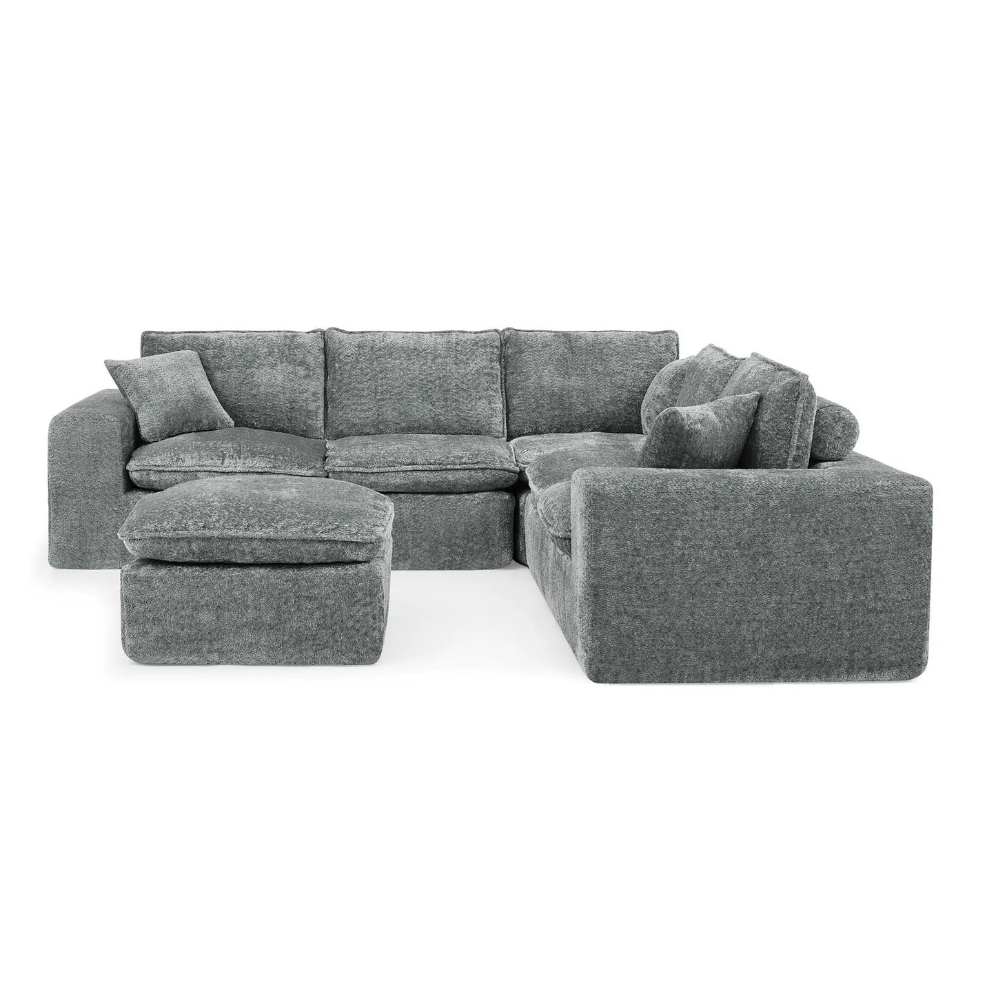 Sectional sofa with moveable ottoman gray fabric 3pc lounge set by Unique Piece Furniture on Tampa Home & Garden Store